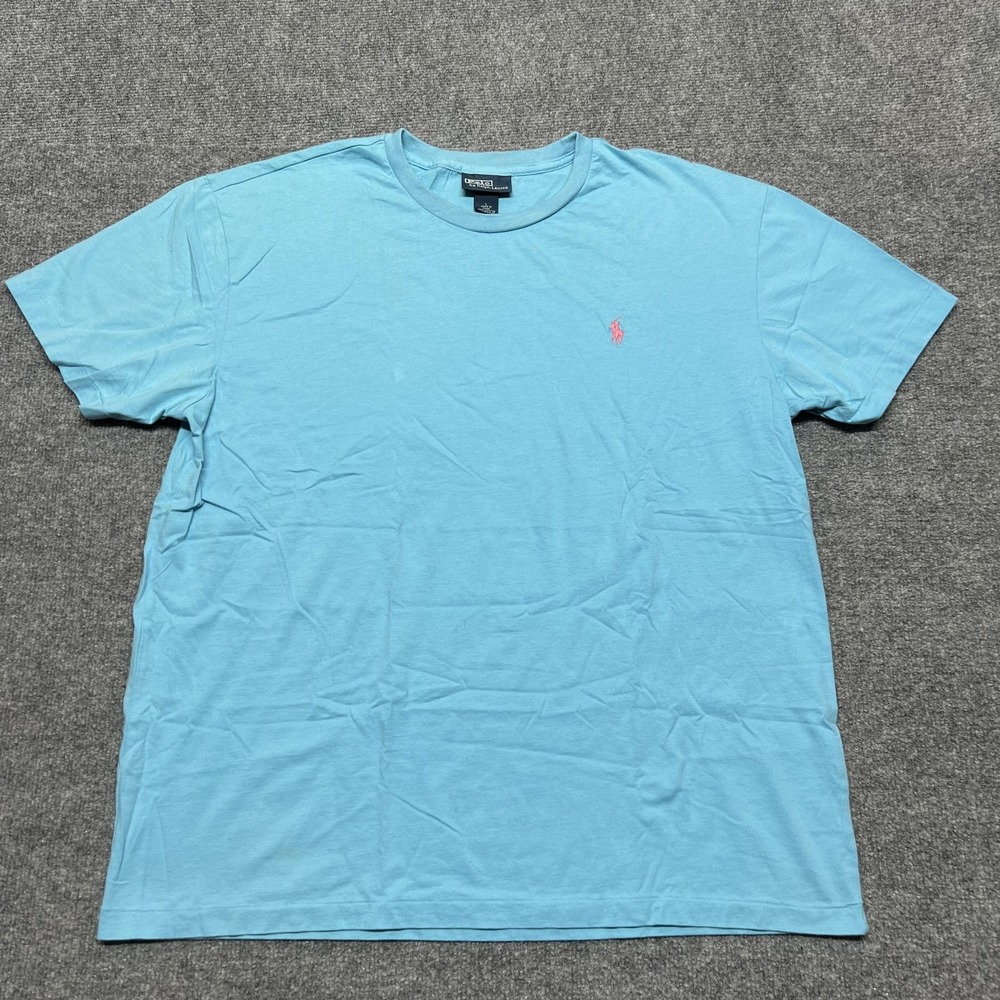 Polo Ralph Lauren Shirt Mens Large Blue Crewneck Pony Logo Cotton Tee Basic